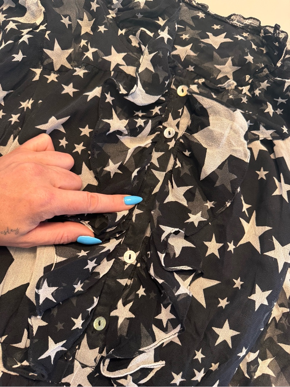 ✨ D&G Dolce & Gabbana Silk Star Print Ruffle Mini Dress - IT 38 / US 2 - Picture 5 of 7